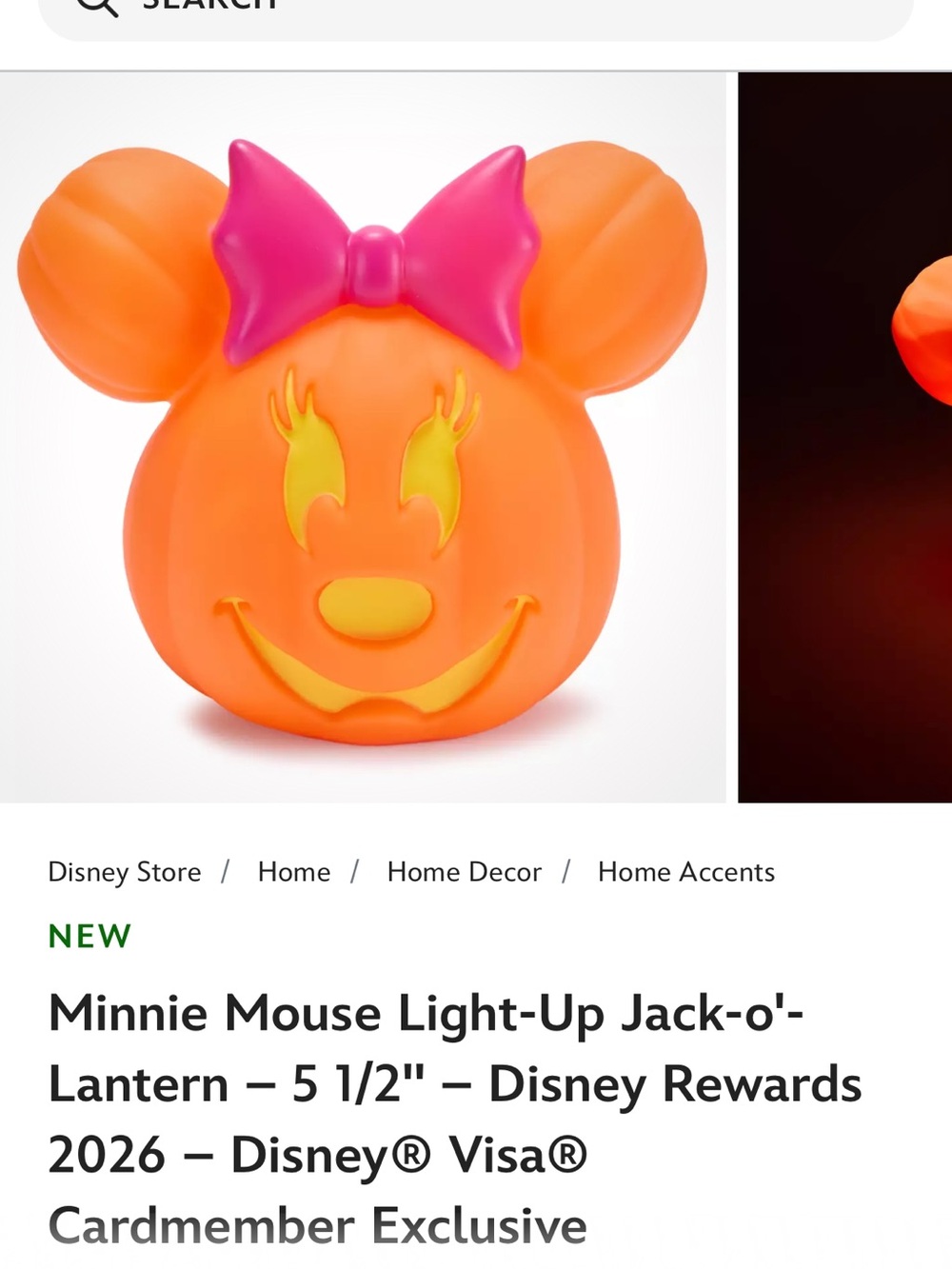 Exclusive card member Disney Minnie Mouse Pumpkin Lantern with Pink Bow